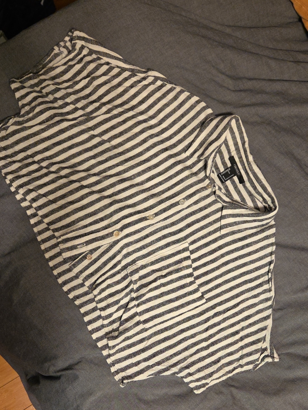 H&M Men’s Black & White Striped Lightweight Shirt Jacket